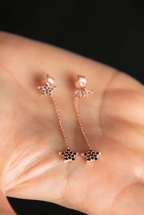 Heliophilia Silver Pendientes de Plata de Ley 925 en Oro Rosa con Diseño de Tachuelas